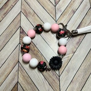 Pink Floral Wristlet